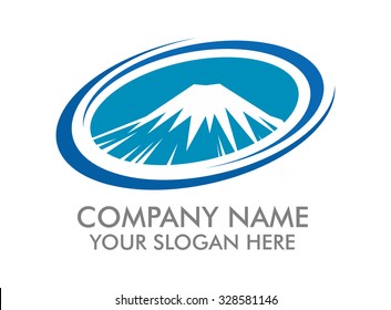 blue summit peak mount mountain fuji vector logo image icon