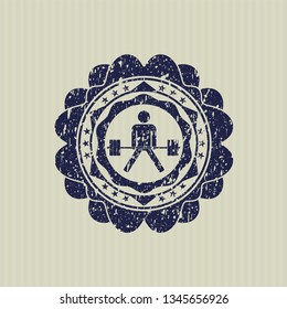 Blue sumo deadlift icon inside rubber texture