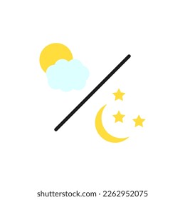 Blue sun cloud moon stars. Space background. Vector illustration.