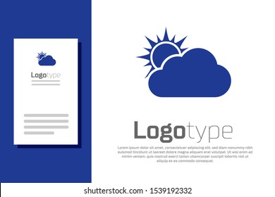 Blue Sun and cloud weather icon isolated on white background. Logo design template element. Vector Illustration