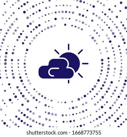 Blue Sun and cloud weather icon isolated on white background. Abstract circle random dots. Vector Illustration
