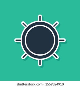 Blue Sun icon isolated on green background.  Vector Illustration