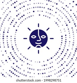 Blue Sun icon isolated on white background. Abstract circle random dots. Vector
