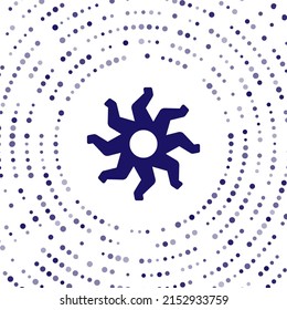 Blue Sun icon isolated on white background. Abstract circle random dots. Vector