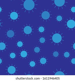Blue Sun icon isolated seamless pattern on blue background.  Vector Illustration