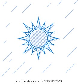 Blue Sun line icon isolated on white background. Vector Illustration