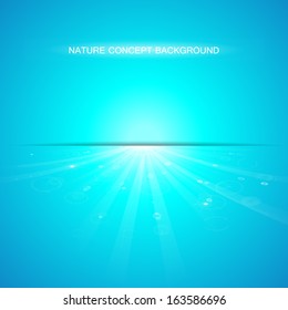 blue sun rays, cool winter background