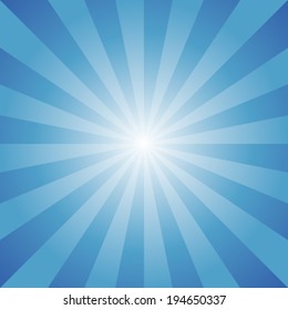 blue sun rays, vector and illustration blackground