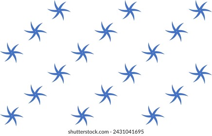 Blue sun star repeat pattern, replete image, design for fabric printing or wallpaper, repeat patter print, strip line