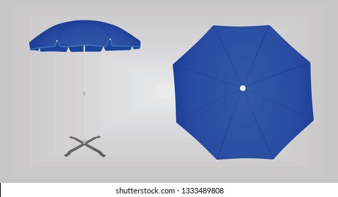 Blue sun umbrella. vector illustration