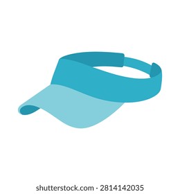 Blue sun visor hat vector illustration for sports, golf, tennis, and summer protection on white