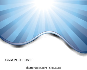Blue sunburst abstract composition