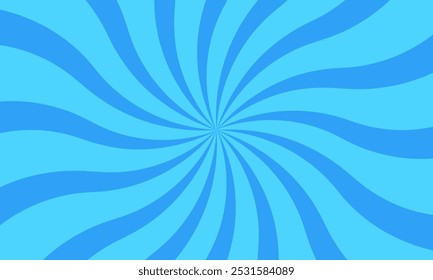 Blue Sunburst background. Radial Spiral Background with Comic Retro Rays. Perfect for Creating Banners, Posters, Advertising and Graphic Designs, Ideal for Vintage and Retro-Themed Projects