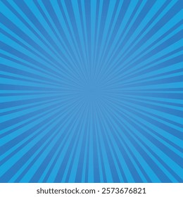 Blue sunburst background vector design. comic background with retro rays.
