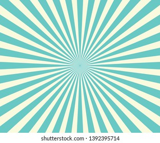 Blue Sunburst Pattern Background. Rays. Radial. Abstract. Retro Vintage Vector Illustration