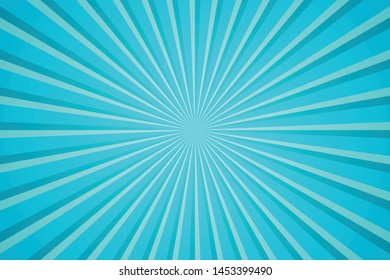 Blue Sunburst Pattern Background. Rays. Radial. Summer Banner. Vector Illustration