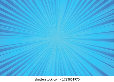 Blue Sunburst Pattern Background. Rays. Radial. Summer Banner. Vector Illustration