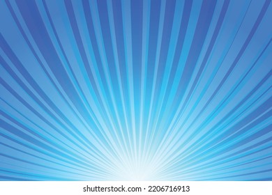 Blue Sunburst Pattern Background. Rays. Radial. Winter Banner. Vector Illustration