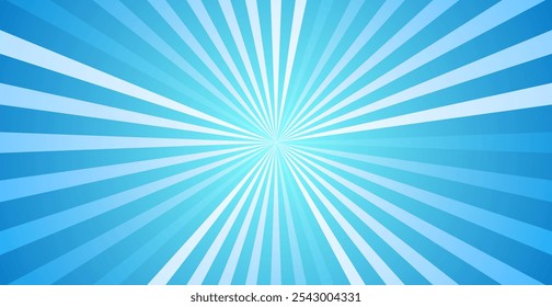 Blue Sunburst Pattern Background. Rays. Radial. Abstract Summer Banner. Vector Illustration. Celebration Wallpaper. Digital