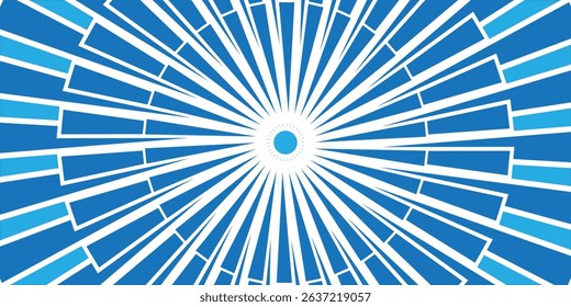Blue Sunburst Pattern Background. Sunburst with rays background. Vector illustration. Blue radial background. Halftone background.
