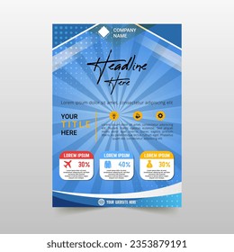 Blue Sunburst Pattern Business Flyer Template, can be used for business designs, presentation designs or any suitable designs.