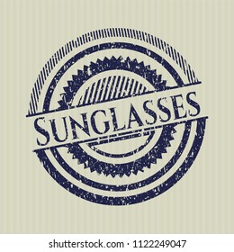 Blue Sunglasses distress grunge style stamp