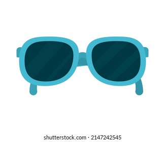 blue sunglasses icon on white background