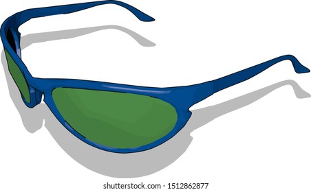 Blue sunglasses, illustration, vector on white background.
