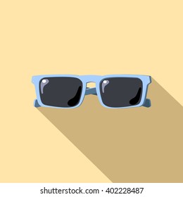 Blue sunglasses isolated vector illustration, summer beach wear, symbol of vacation, holiday at the sea illustration, summer holiday concept, flat style illustration of beach life, seaside vacation