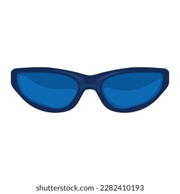Gafas de sol azules sobre fondo blanco