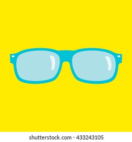Blue sunglasses on yellow background. Flat icon.