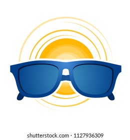 blue sunglasses and sun