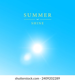 Blue sunny sky with glow and text message 