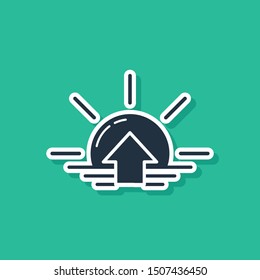 Blue Sunrise icon isolated on green background.  Vector Illustration