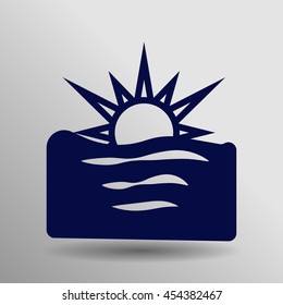 Blue sunrise Icon on a gray background