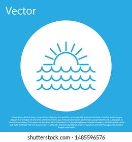 Blue Sunset icon isolated on blue background. White circle button. Vector Illustration