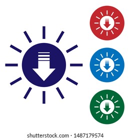 Blue Sunset icon isolated on white background. Set color icons in circle buttons. Vector Illustration
