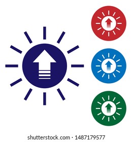 Blue Sunset icon isolated on white background. Set color icons in circle buttons. Vector Illustration