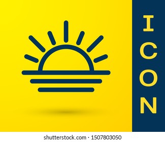 Blue Sunset icon isolated on yellow background.  Vector Illustration