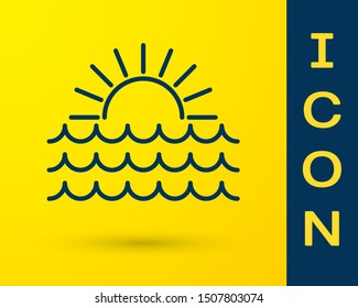 Blue Sunset icon isolated on yellow background.  Vector Illustration