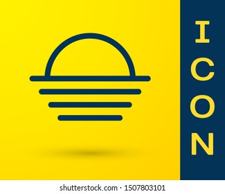 Blue Sunset icon isolated on yellow background.  Vector Illustration