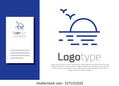 Blue Sunset icon isolated on white background. Logo design template element. Vector Illustration