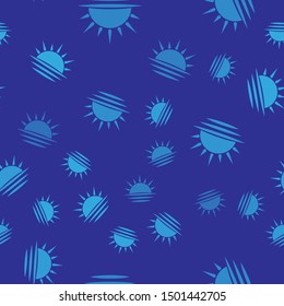 Blue Sunset icon isolated seamless pattern on blue background.  Vector Illustration