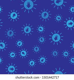 Blue Sunset icon isolated seamless pattern on blue background.  Vector Illustration