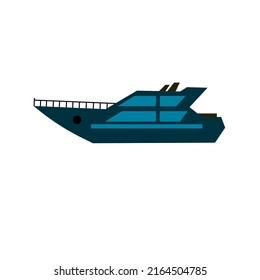 Blue Super Fast Speed Boat Image Design. Vector Flats