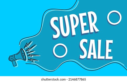 blue super sale banner with flowing water background illustration. suitable for advertising design