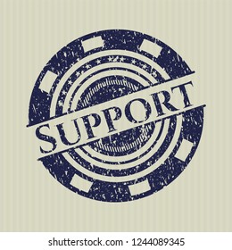 Blue Support distress rubber stamp