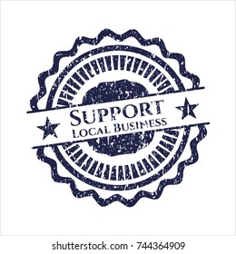 Blue Support Local Business distressed grunge seal