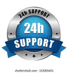 Blue support seal with ribbon
