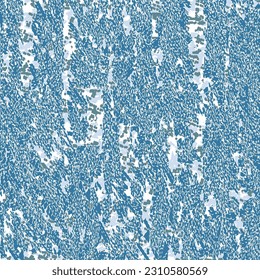 Blue surface with peeling, cracked or exfoliated paint. Mottled background. Scratched wall texture. Vector seamless.